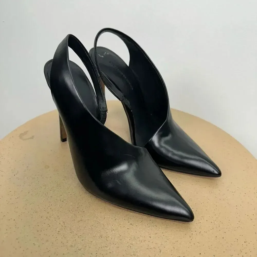 Alexander Wang Women’s Edie Slingback Heels Black Leather Pumps